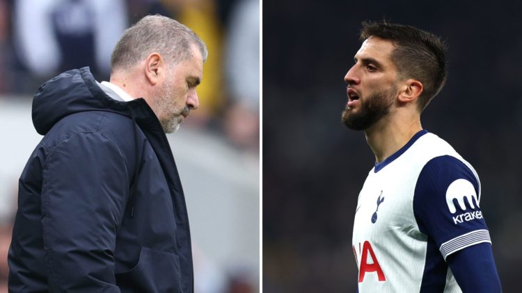 Split image of Ange Postecoglou and Rodrigo Bentancur.
