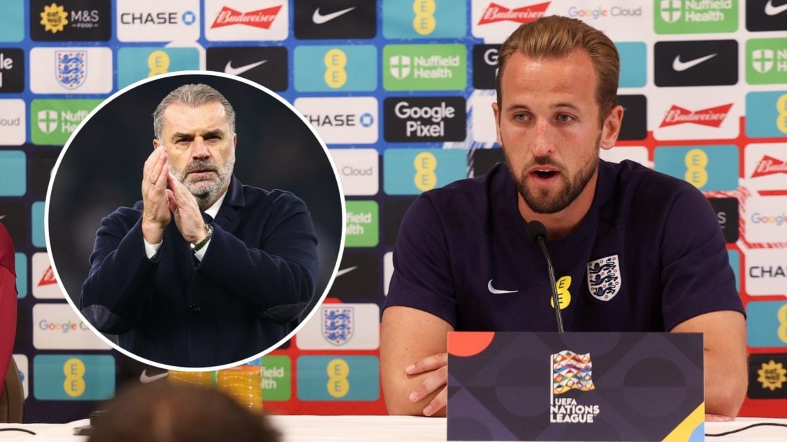 Lee Carsley, Interim Manager of England, and Harry Kane of England speak to the media during a press conference on September 06, 2024 in Maynooth, ...