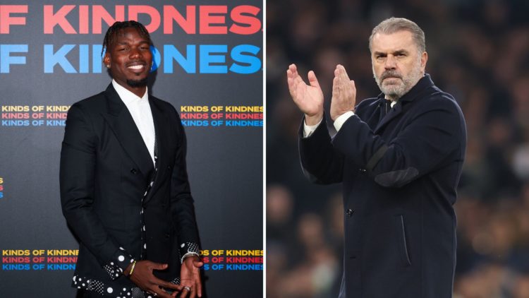 Split image of Paul Pogba and Ange Postecoglou.