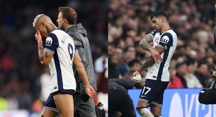 Richarlison (L) - (Photo by Ryan Pierse/Getty Images) Cristian Romero (R) - (Photo by Ryan Pierse/Getty Images)