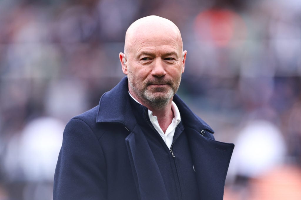 Alan Shearer looks on during Newcastle United FC v Manchester United FC - Premier League