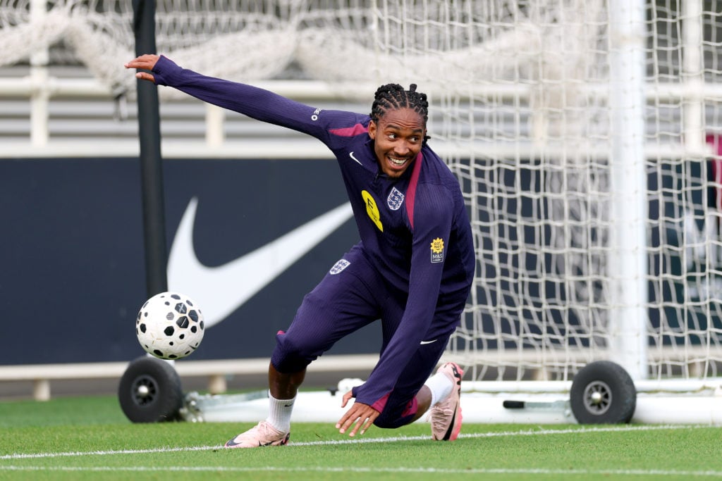 Djed Spence of Tottenham during an England training session at St George's Park.