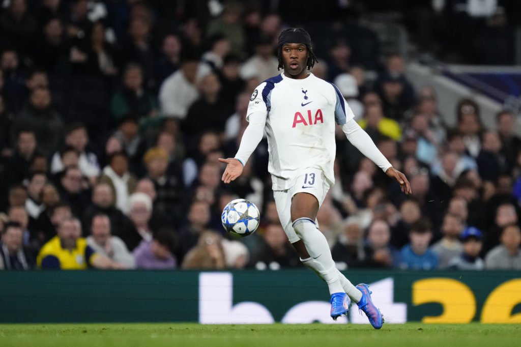 Tottenham Hotspur defender Destiny Udogie playing against Villarreal in the Champions League.