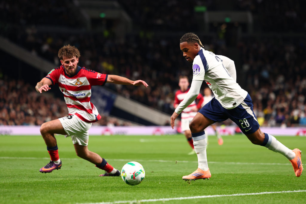 Wilson Odobert of Tottenham Hotspur running with the ball