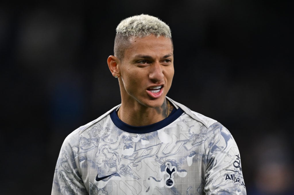 Richarlison warming up before Tottenham and Doncaster Rovers in the Carabao Cup.