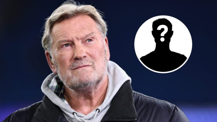 Former Tottenham player Glen Hoddle looks on as a pundit (main) and mystery player graphic (inset)