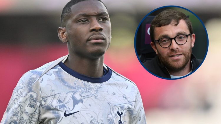 Randal Kolo Muani during Tottenham warm-up, inset Fabrizio Romano at Serie A game
