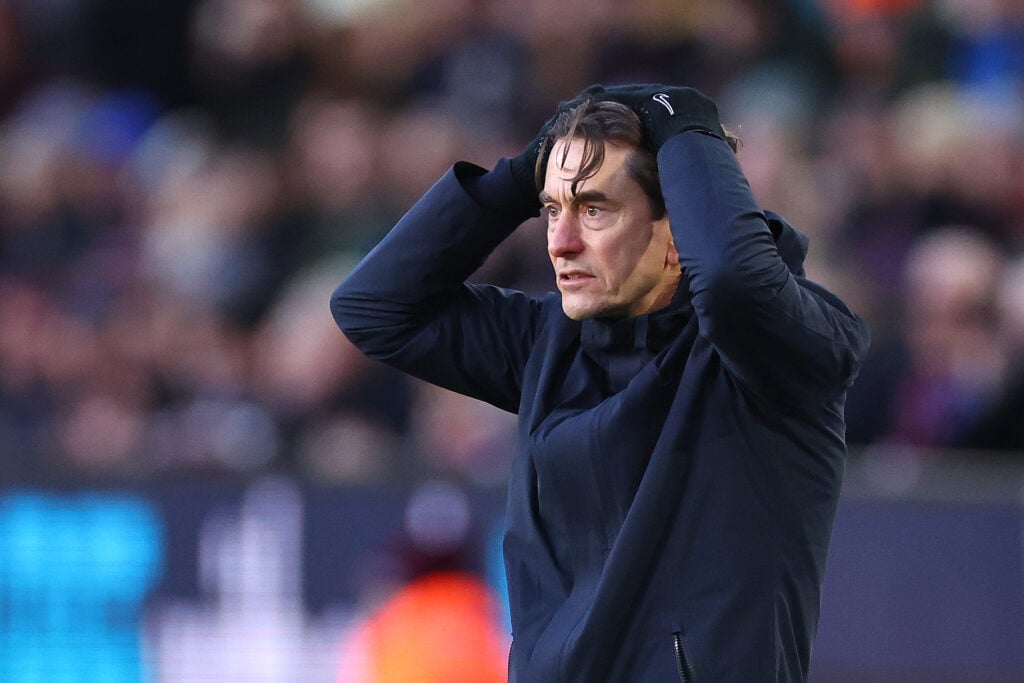 Thomas Frank manager / head coach of Tottenham Hotspur reacts during the Premier League match between Burnley and Tottenham Hotspur at Turf Moor