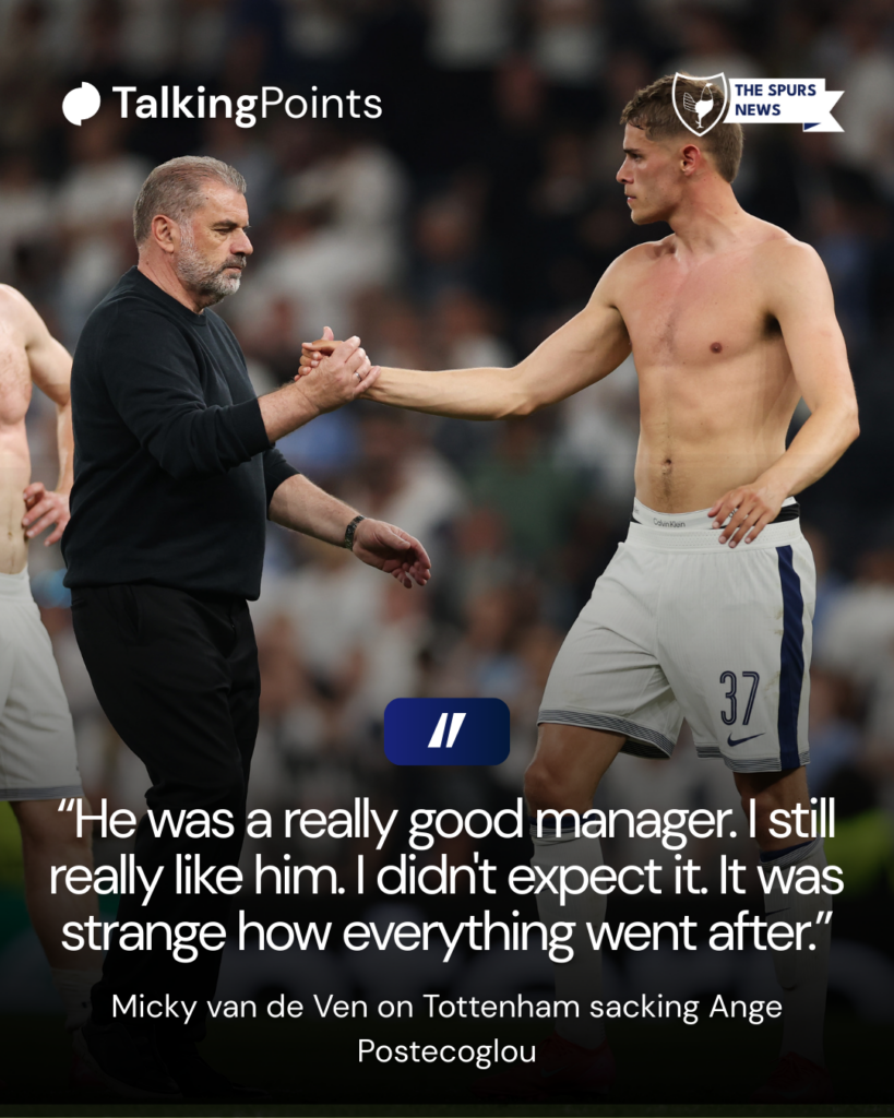 Micky van de Ven on Ange Postecoglou's sacking