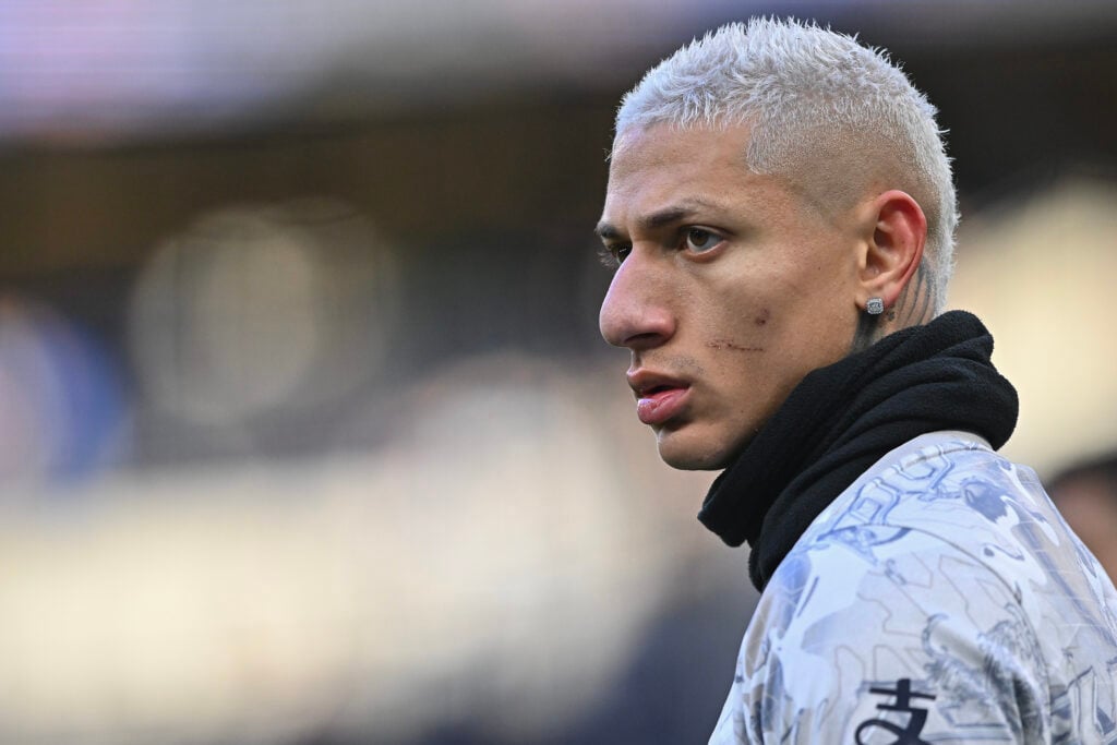 Richarlison of Tottenham Hotspur warms up before during the Premier League match between Tottenham Hotspur and Sunderland at Tottenham Hotspur.