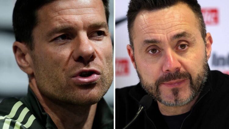 Split image of new Chelsea manager Xabi Alonso and current Spurs boss Roberto De Zerbi.